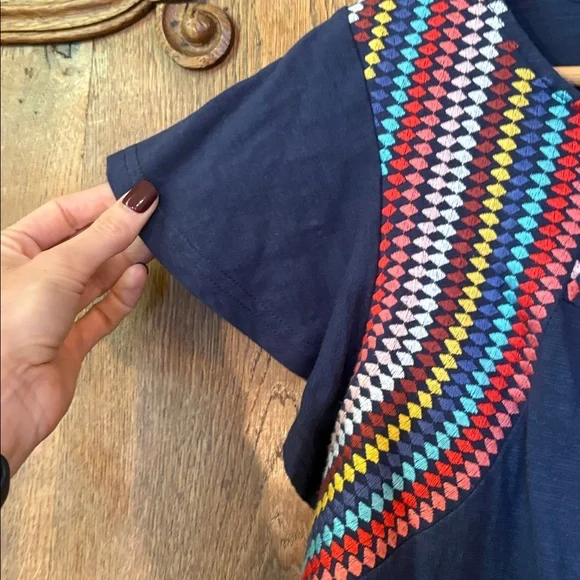 THML Navy Top with Multicolor Embroidery - Picture 4 of 9